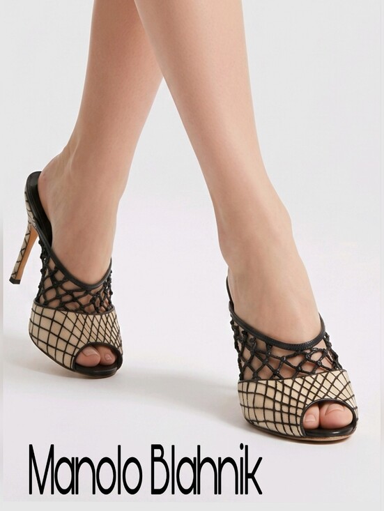 Manolo Blahnik Shoes - Manolo Blahnik Womens 6.5 HairyLeather Stiletto Slides Italy Shoes